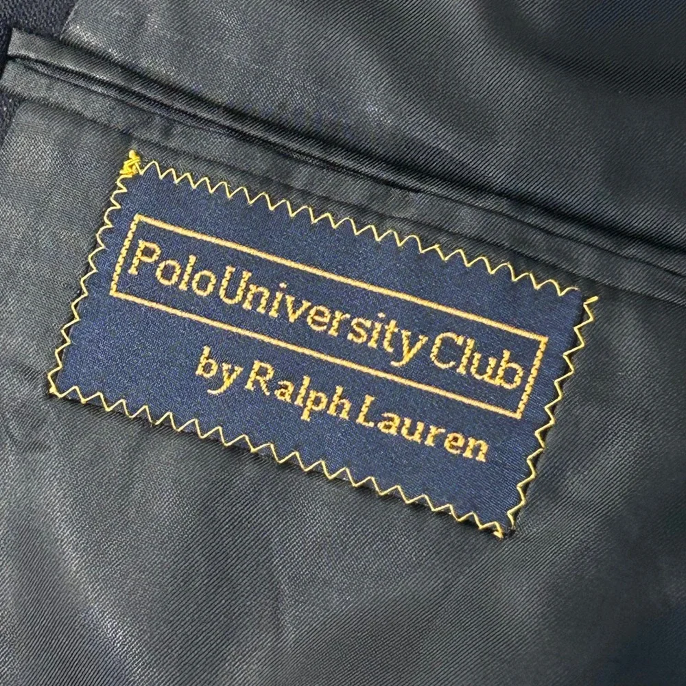 Polo University Club Ralph Lauren Navy Blue Virgin Wool Blazer Gold Buttons USA